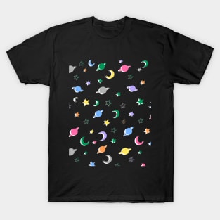 Multi Colour, Space Stars Pattern T-Shirt